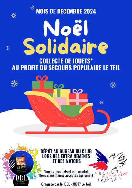 Collecte de jouets au profit du Secours Populaire durant tous le mois de décembre