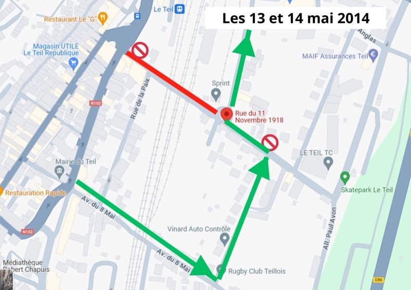 INFO TRAVAUX : Fermeture de la rue du 11 novembre 1918 du 13 au 14 mai 2024