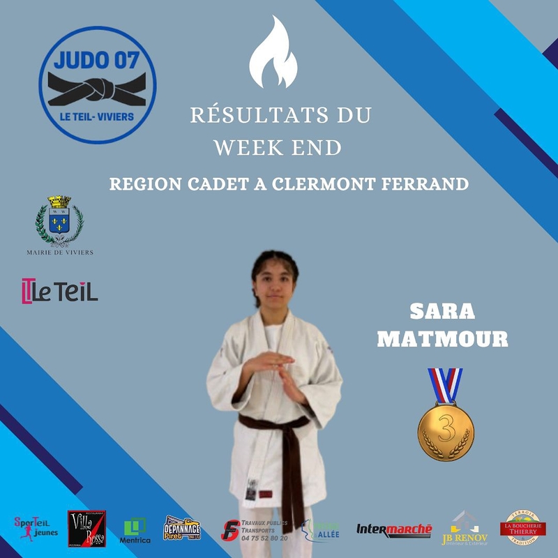 Magnifiques résultats pour Sara Matmour au Judo !