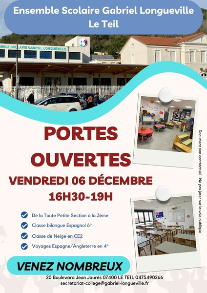 Portes ouvertes - Ensemble scolaire Gabriel Longueville